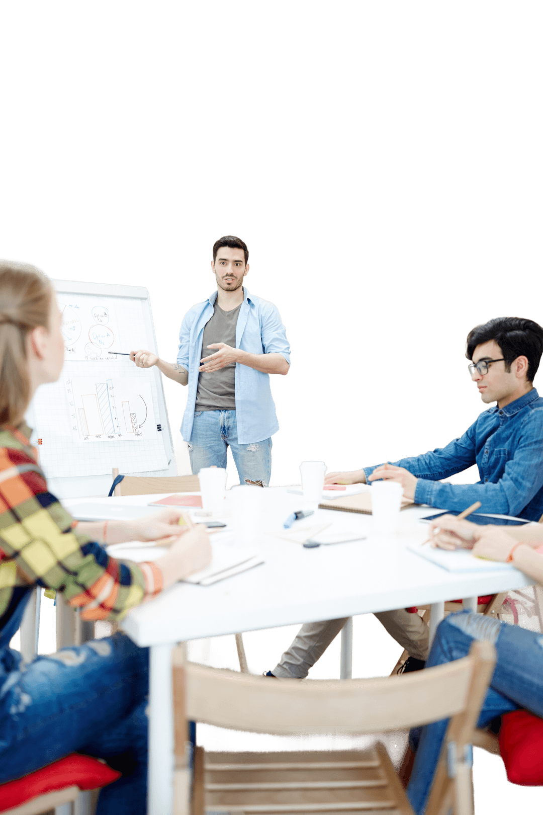 Students collaborating in a scholarship planning session